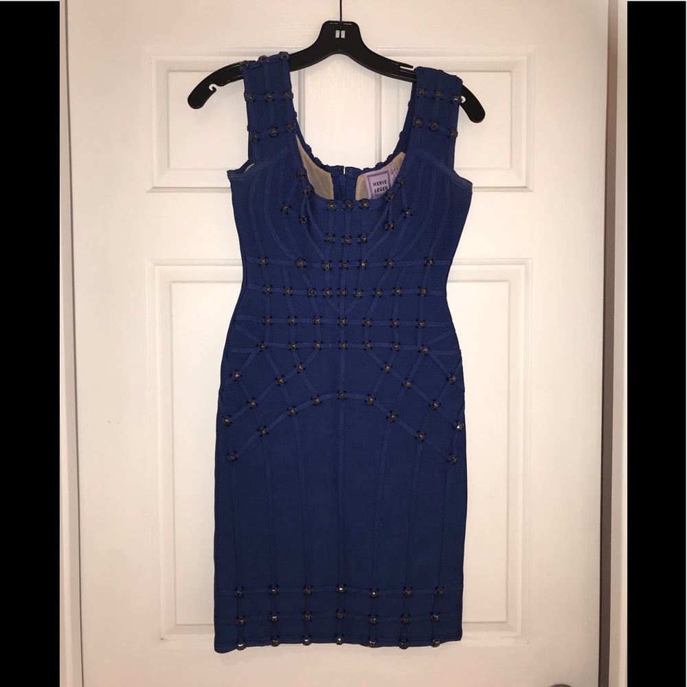Beautiful royal blue Herve Leger bandage dress